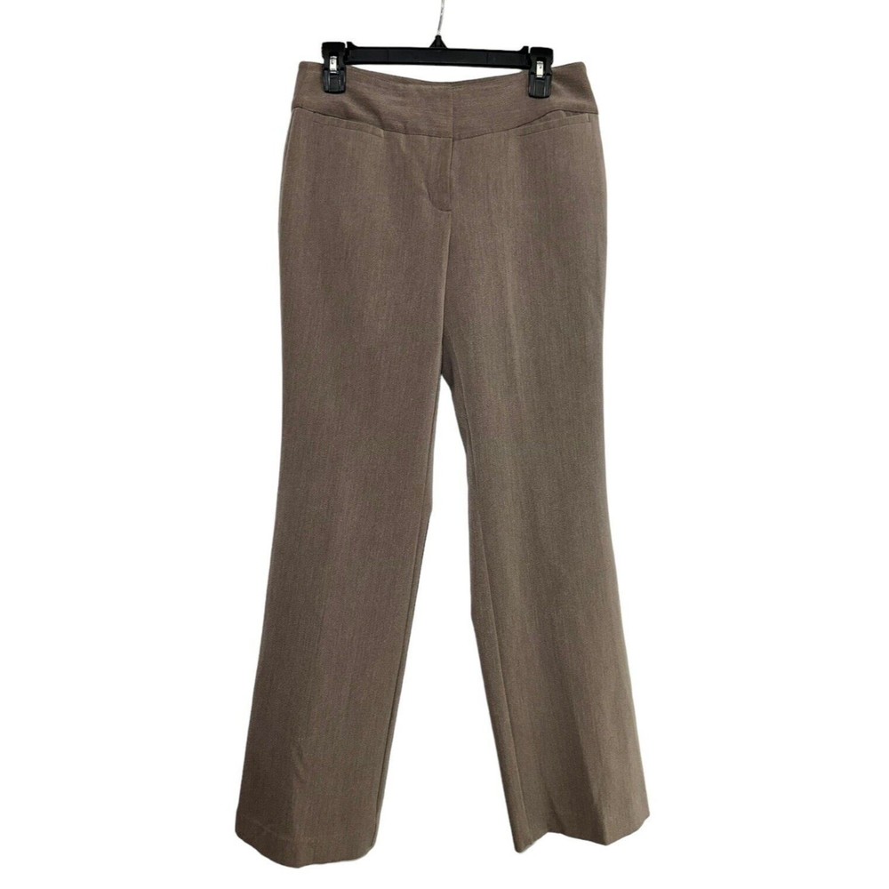 Anne klein Womens Gray Straight Leg Dress Pants Size 4 Flat Front Mid Rise Logo‎